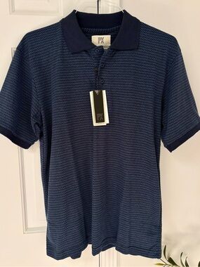 PX Clothing Owen Jacquard Polo Men’s Large Navy Blue NWT